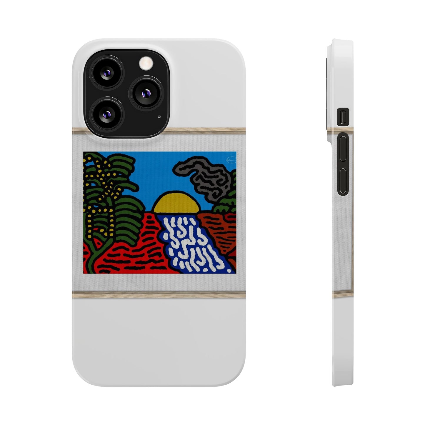 The river that joins the Australian wattle and Lebanese cedar tree in friendship Slim Phone Case