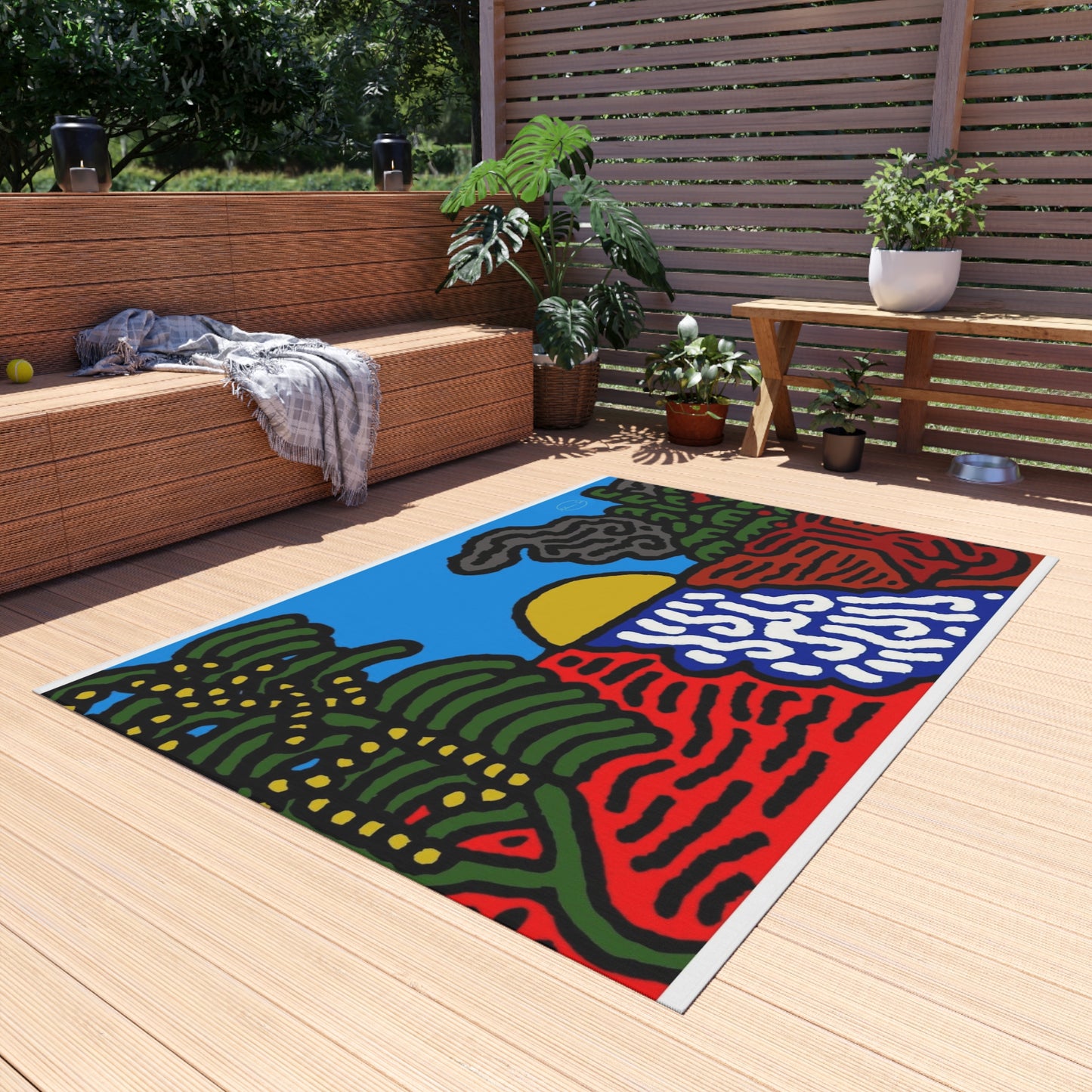 The river that joins the Australian wattle — Outdoor Rug