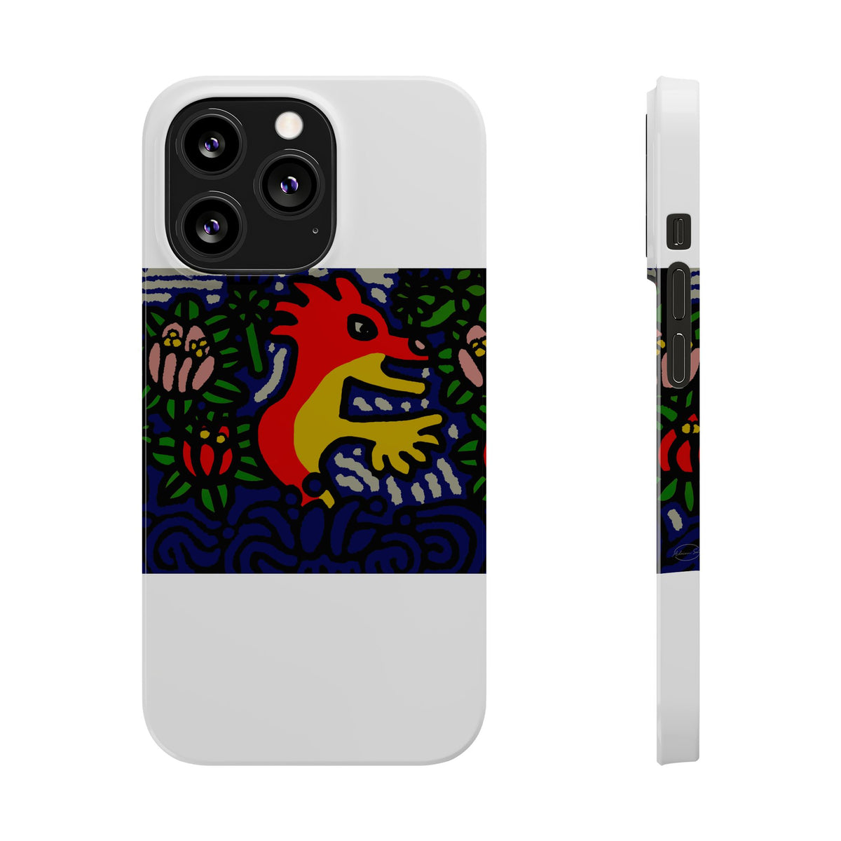 Breaking through the surface of a lotus pond Slim Phone Case
