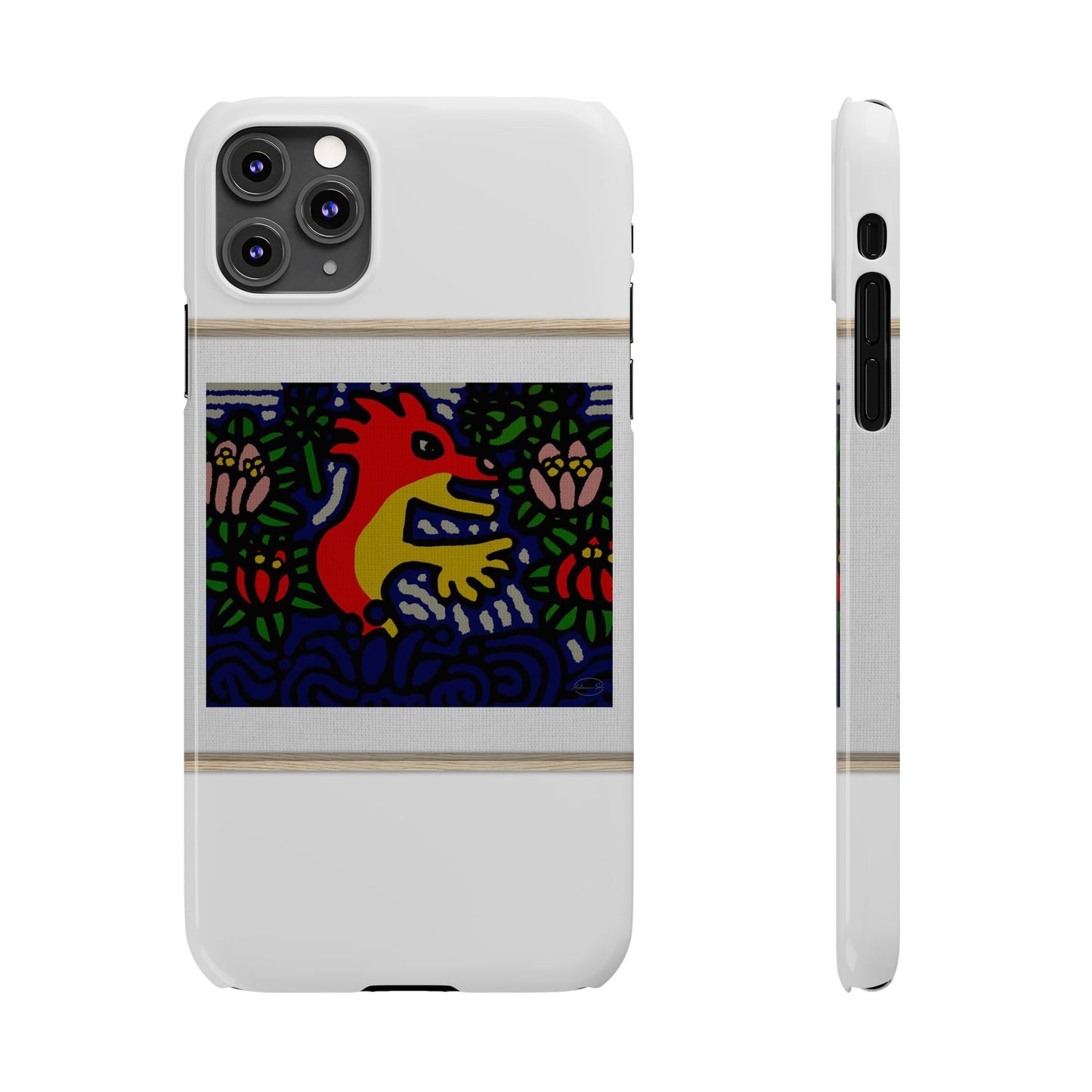 Breaking through the surface of a lotus pond Slim Phone Case