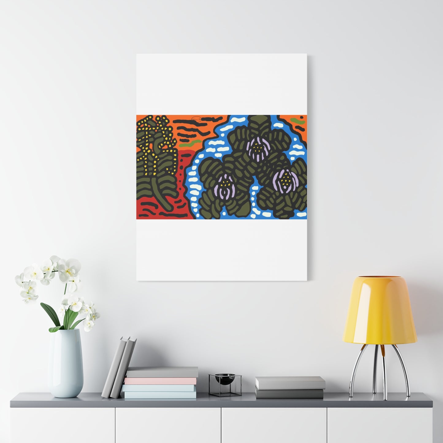 The Sri Lankan water lilies meets the Australian wattle Canvas (Large)