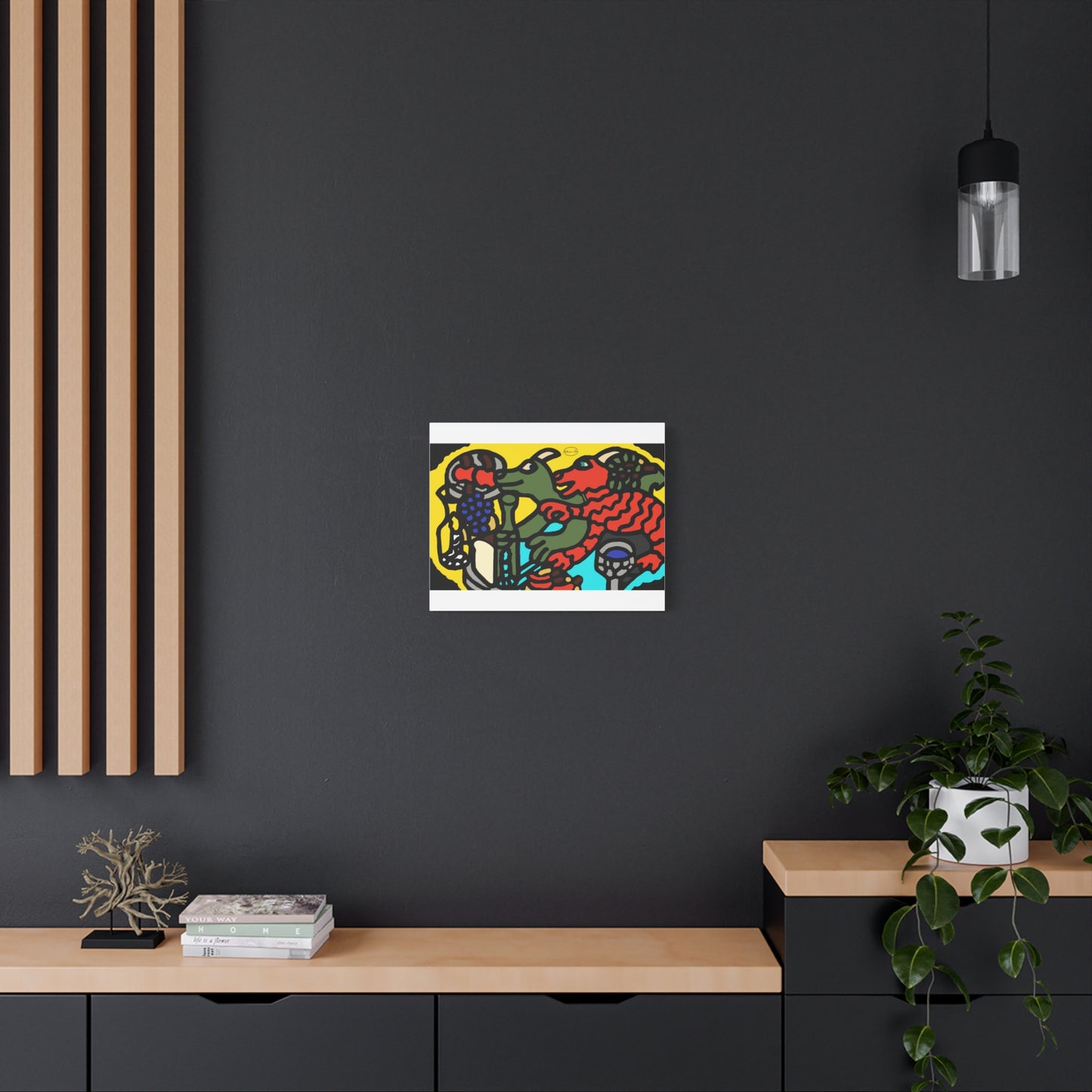 Two dragons enjoying a feast together Canvas (Large)