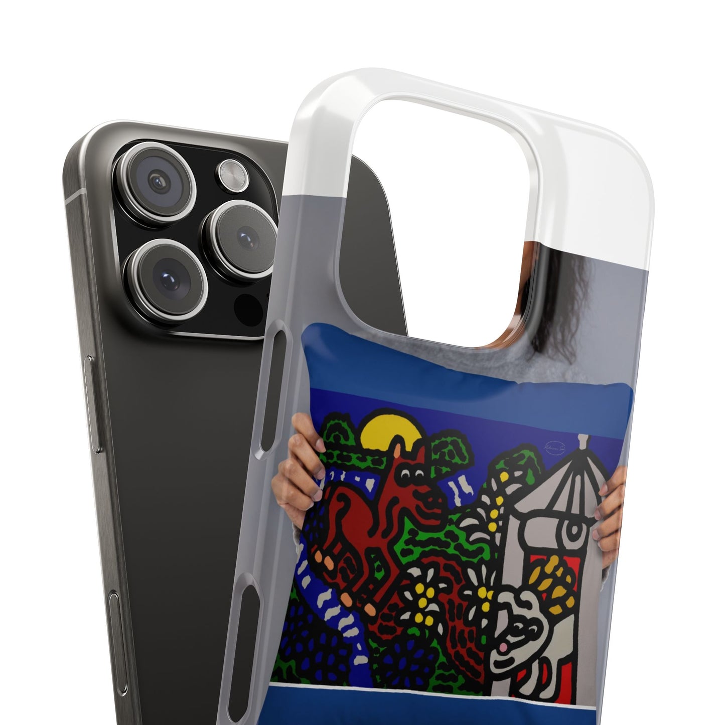 Bunny welcoming a friendly horse on his journey Slim Phone Case