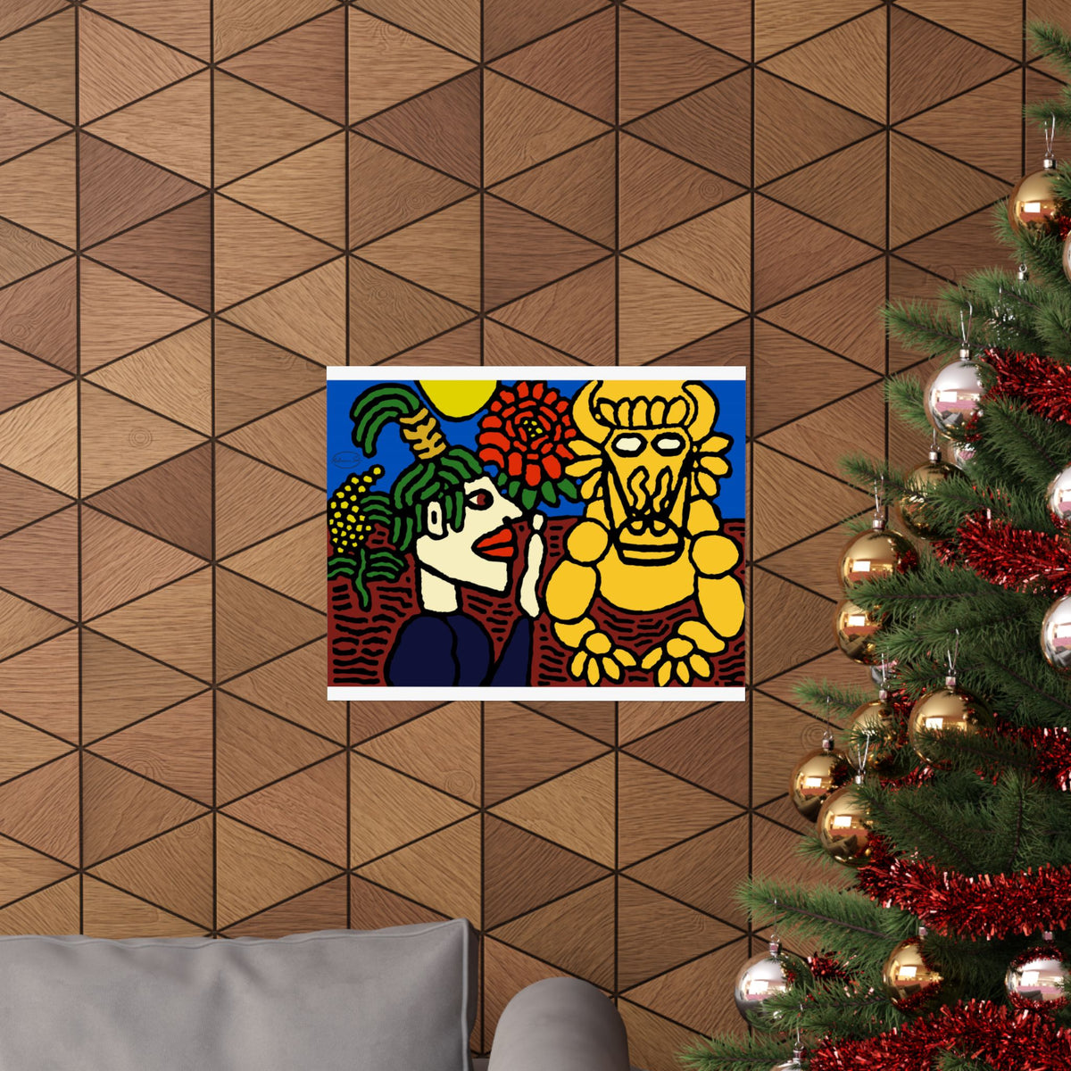 The warrior hailing the mighty golden dragon Matte Poster Horizontal (Small)