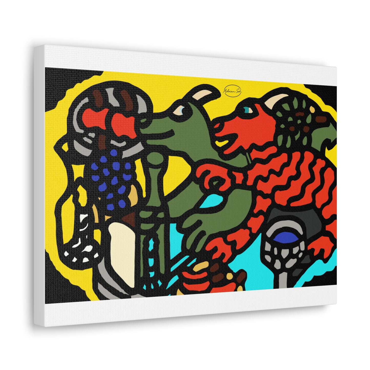 Two dragons enjoying a feast together Canvas (Small)