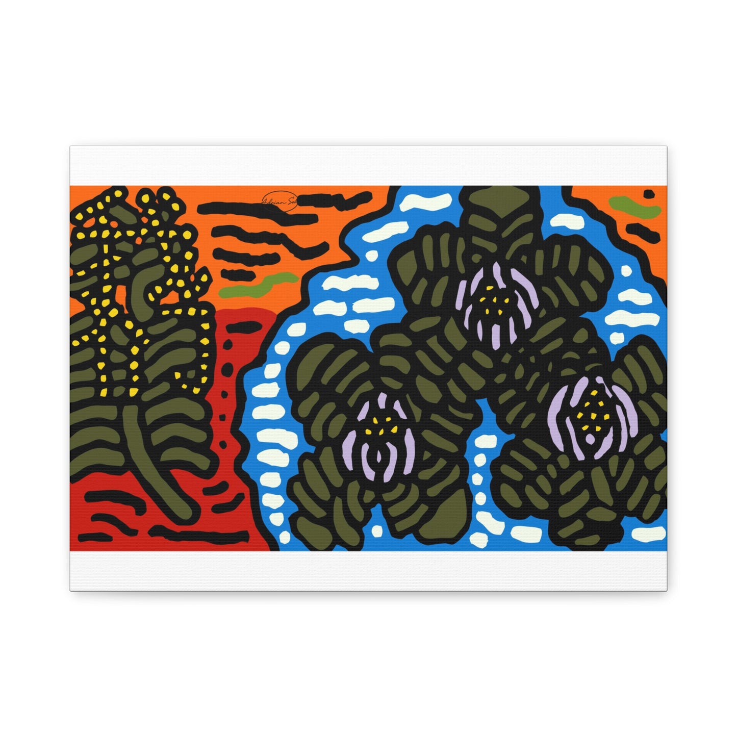 The Sri Lankan water lilies meets the Australian wattle Canvas (Small)