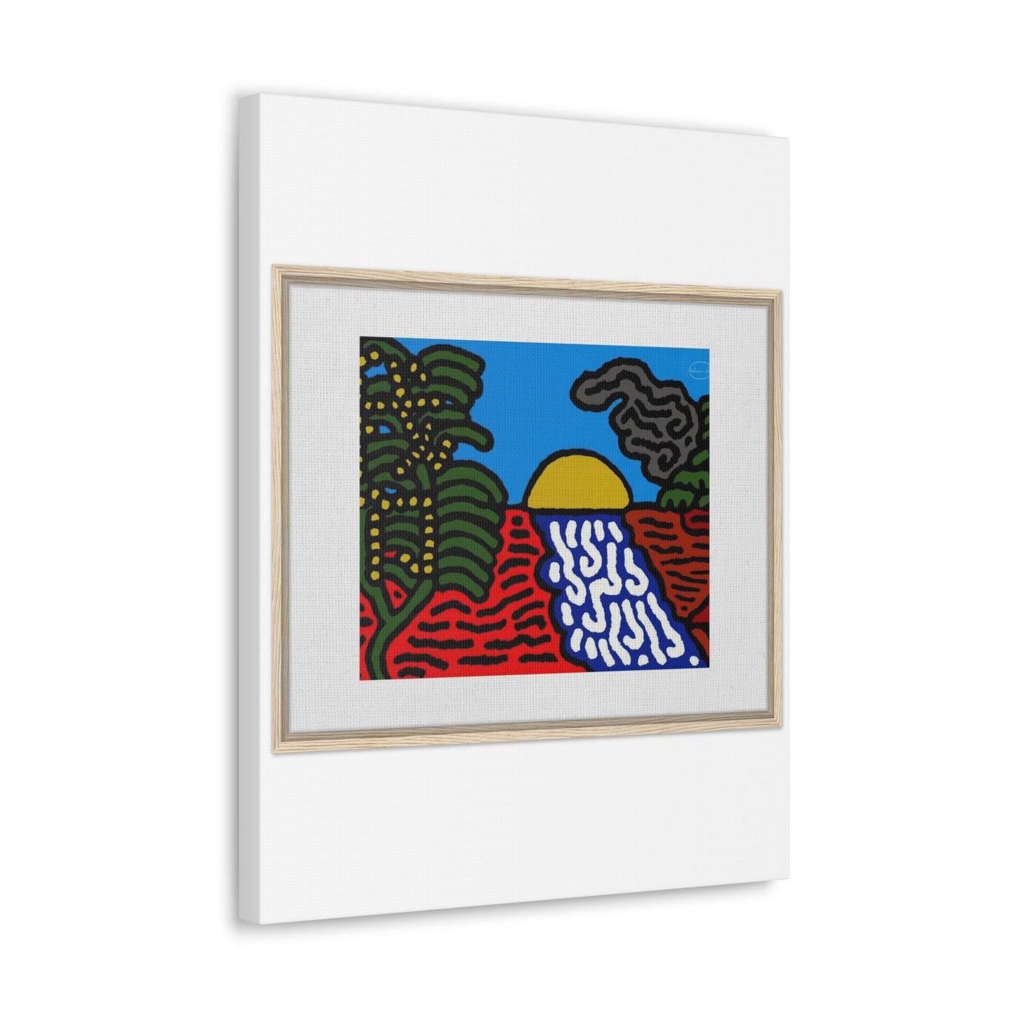 The river that joins the Australian wattle and Lebanese cedar tree in friendship Canvas (Large)