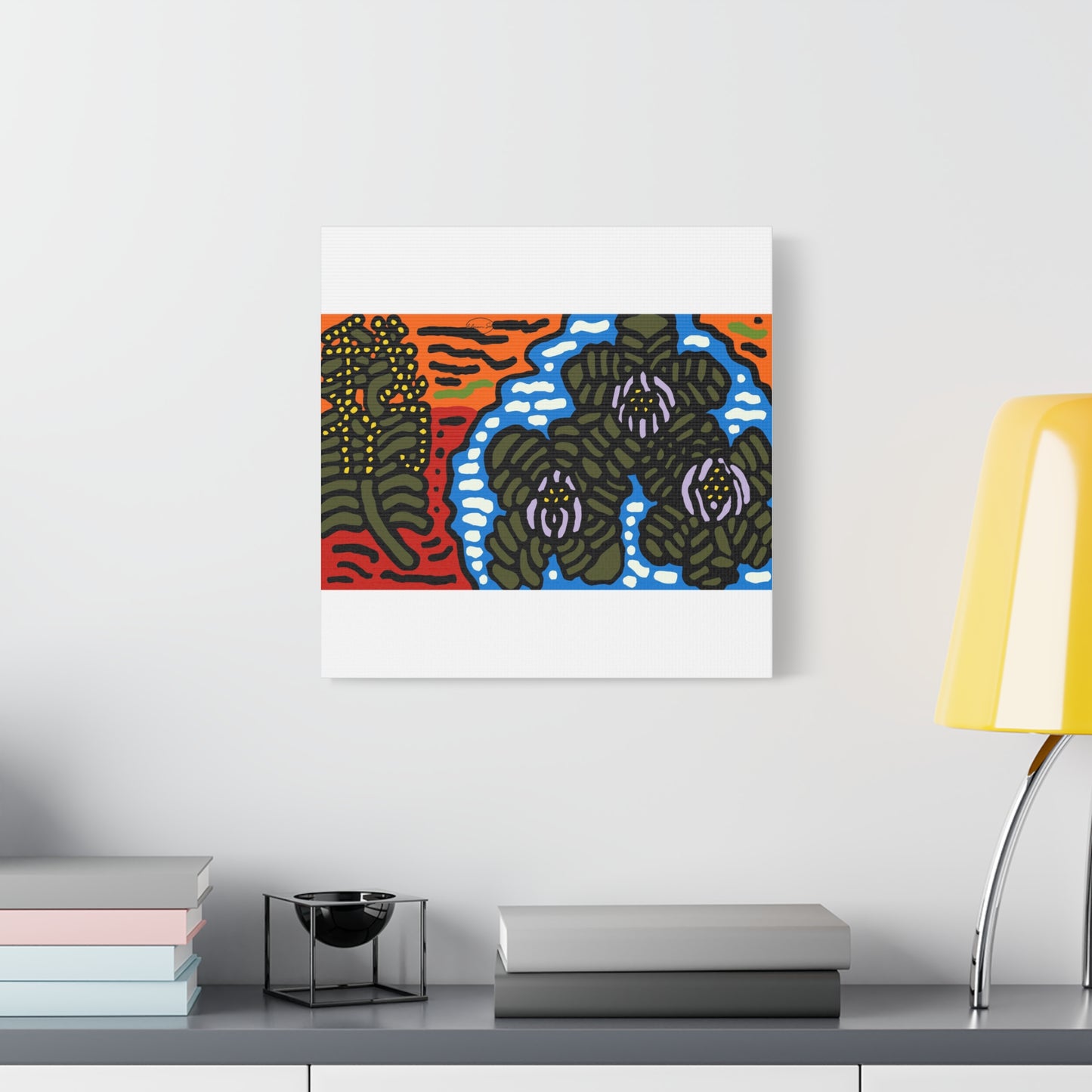 The Sri Lankan water lilies meets the Australian wattle Canvas (Large)