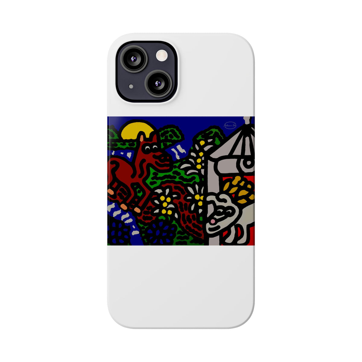 Bunny welcoming a friendly horse on his journey Slim Phone Case