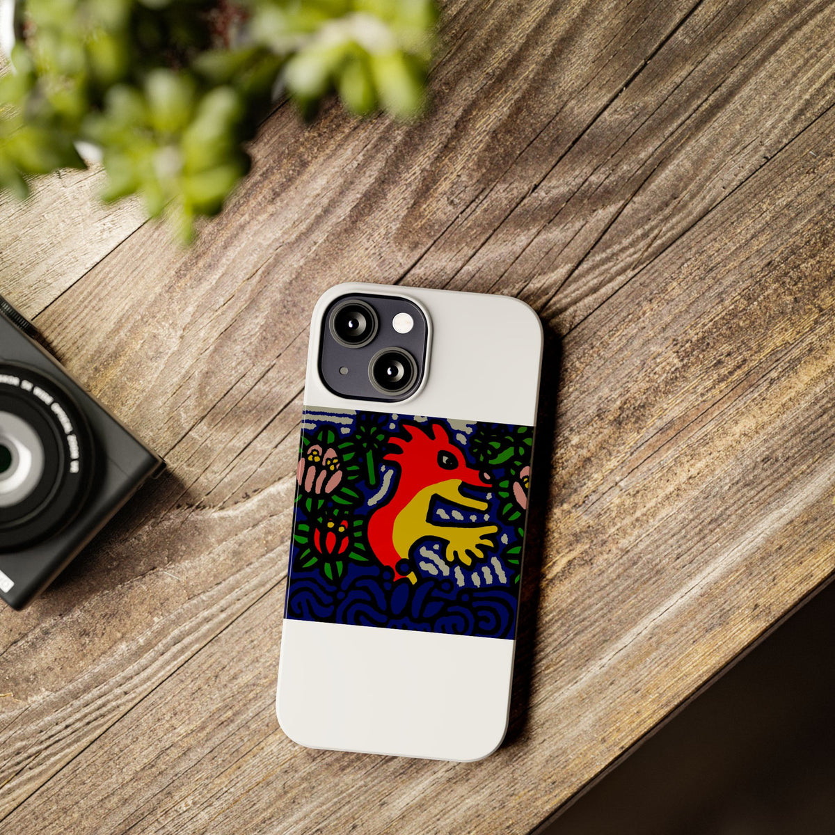 Breaking through the surface of a lotus pond Slim Phone Case