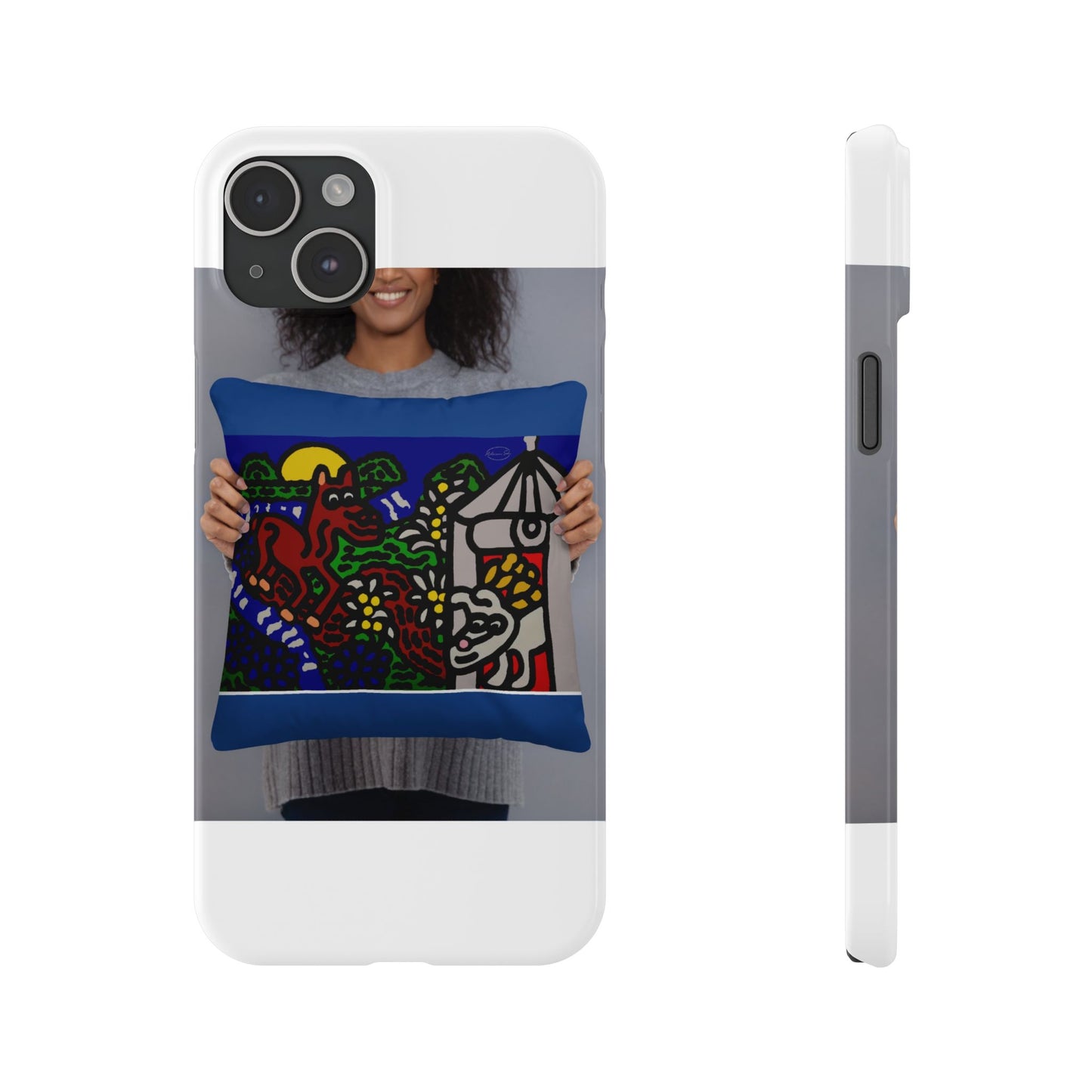 Bunny welcoming a friendly horse on his journey Slim Phone Case
