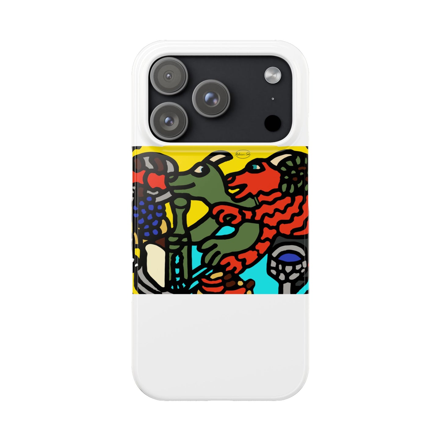 Two dragons enjoying a feast together Slim Phone Case