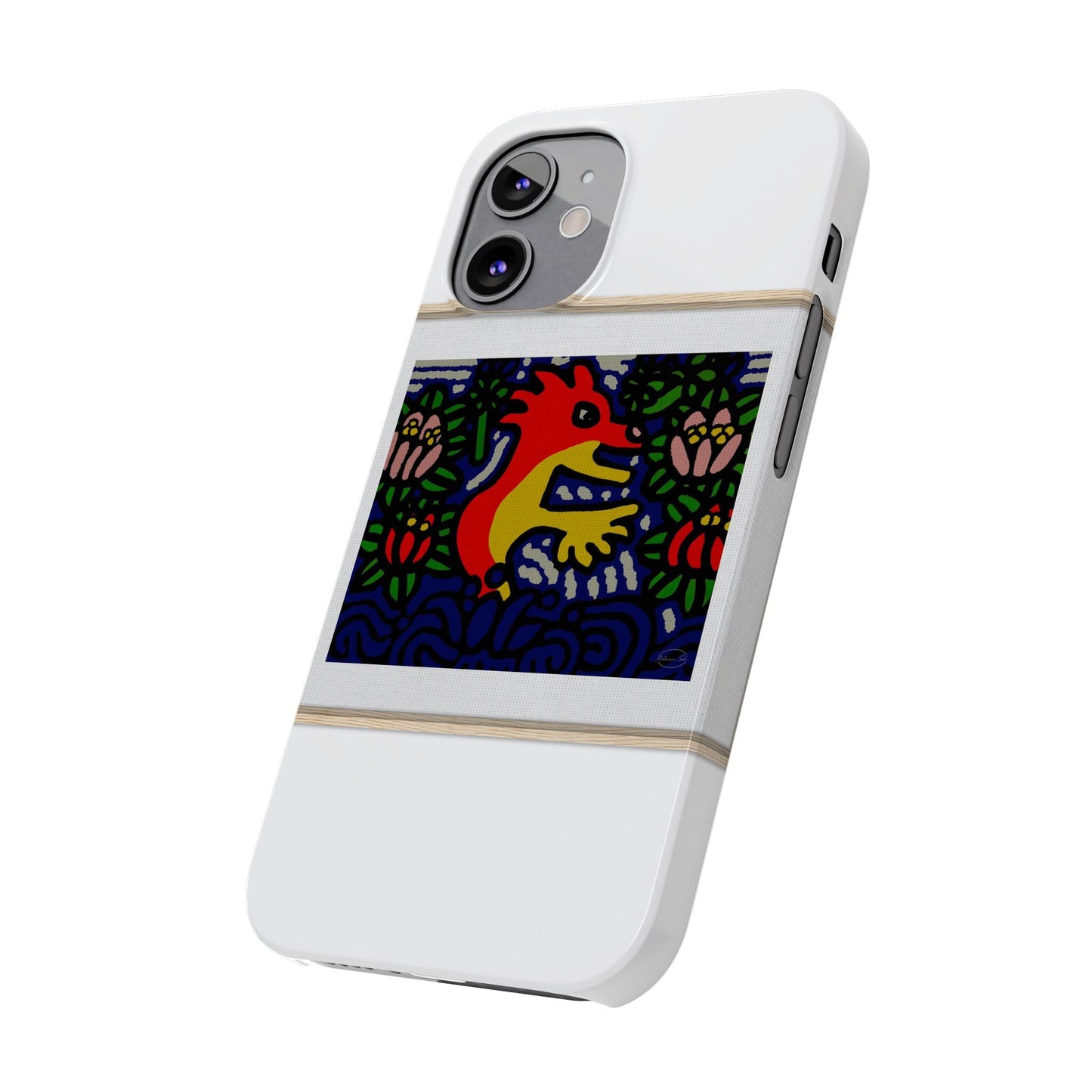 Breaking through the surface of a lotus pond Slim Phone Case