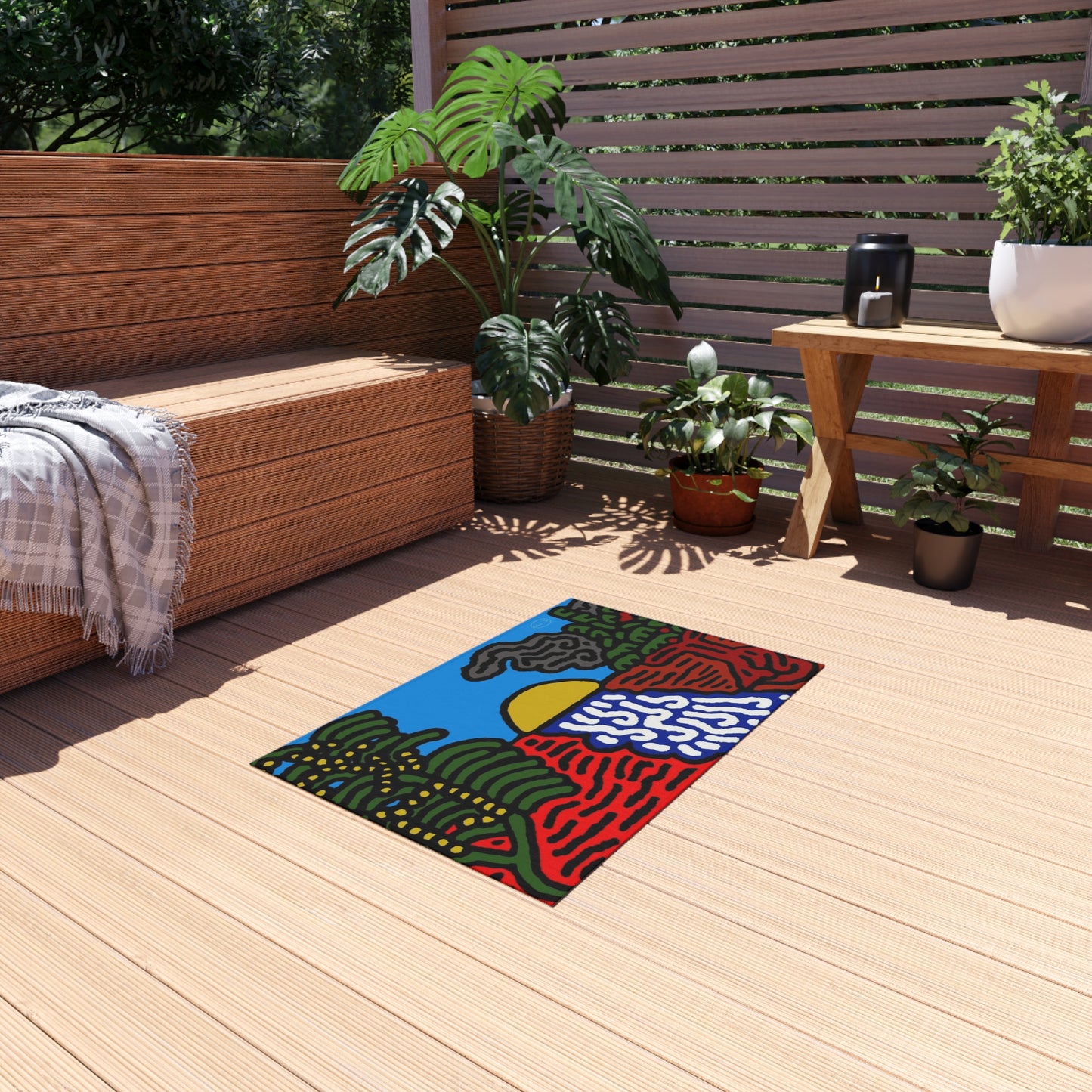 The river that joins the Australian wattle — Outdoor Rug