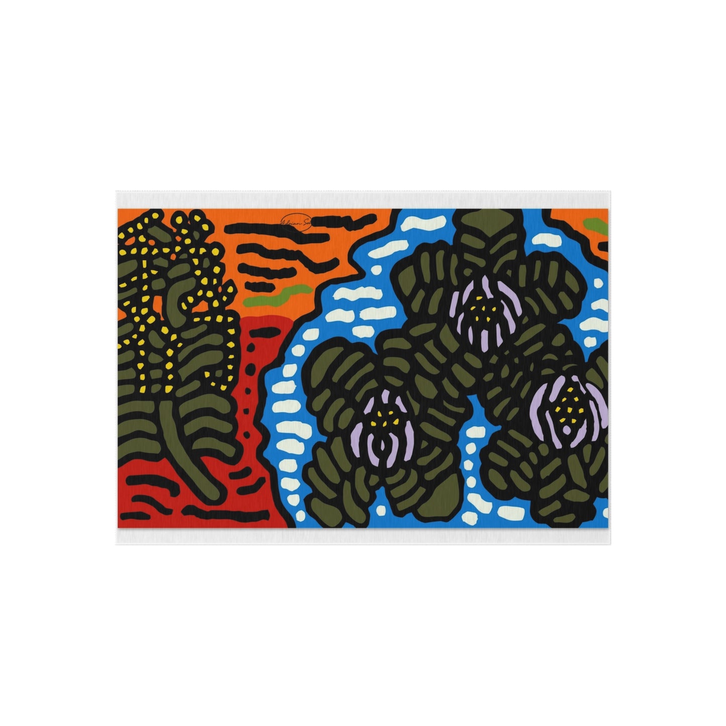 The Sri Lankan Water Lilies Meets The Australian Wattle — Outdoor Rug