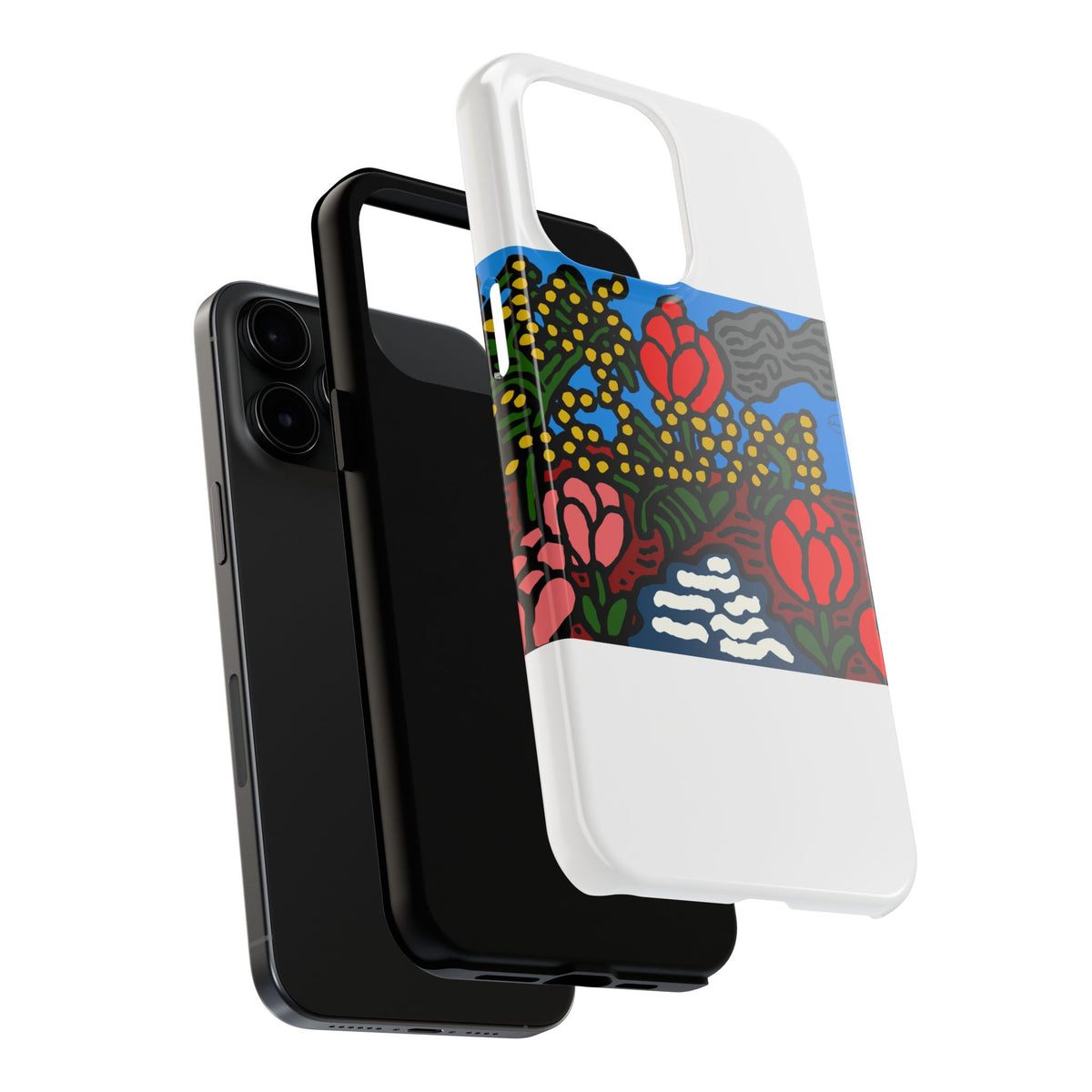 A field of tulips next to a wattle Tough Phone Case