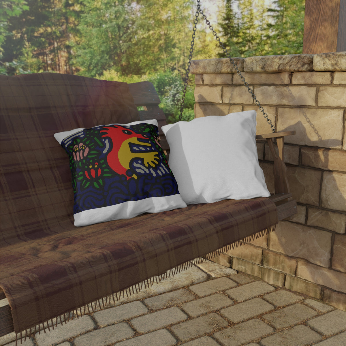 Breaking through the surface of a lotus pond — Outdoor Pillow