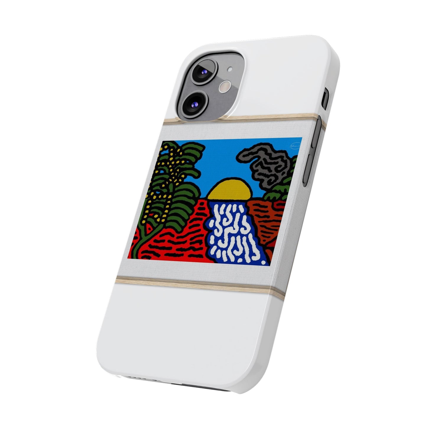 The river that joins the Australian wattle and Lebanese cedar tree in friendship Slim Phone Case