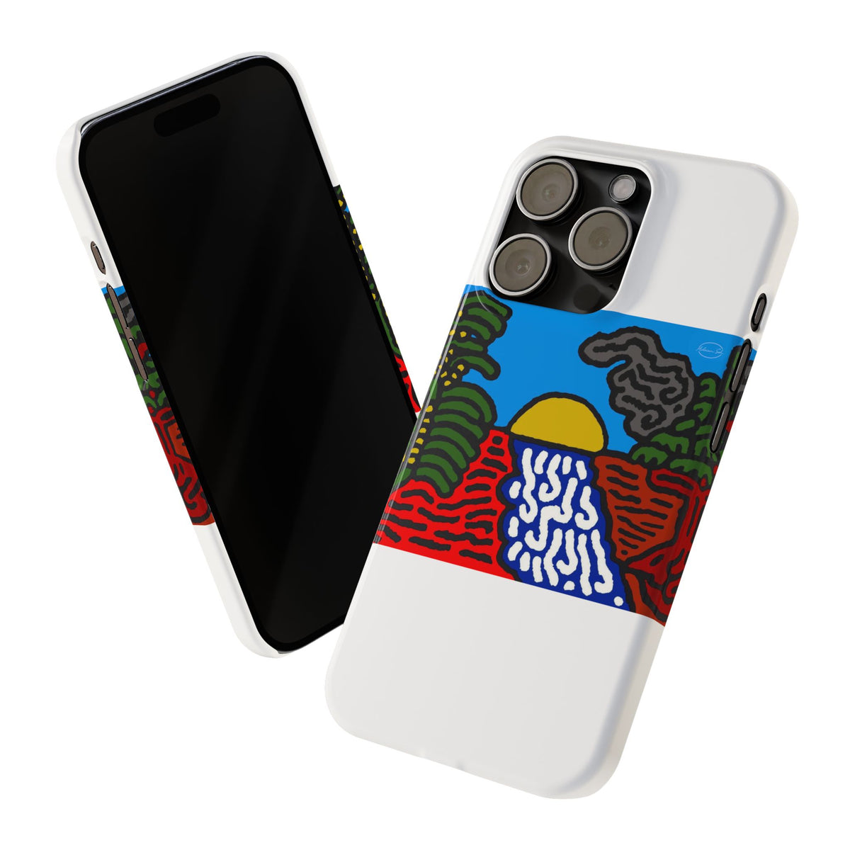 The river that joins the Australian wattle and Lebanese cedar tree in friendship Slim Phone Case