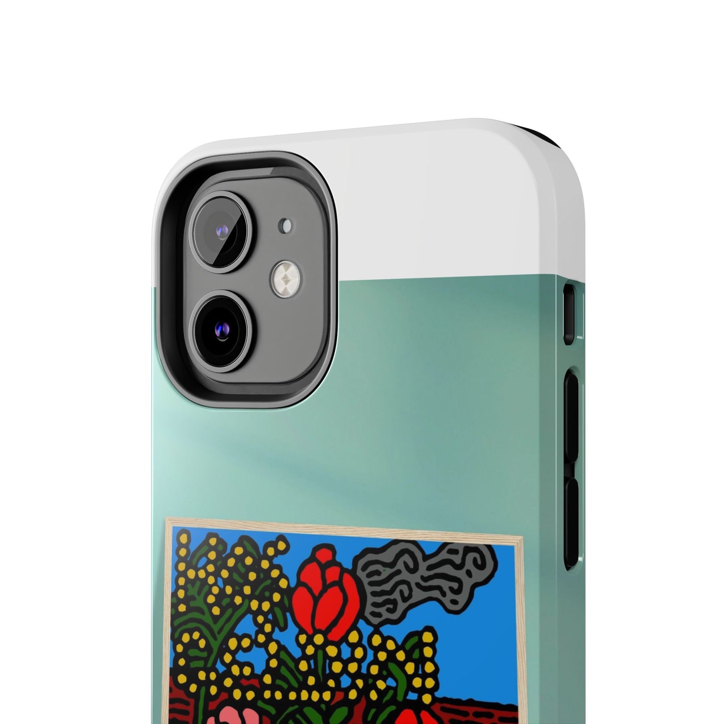 A field of tulips next to a wattle Tough Phone Case