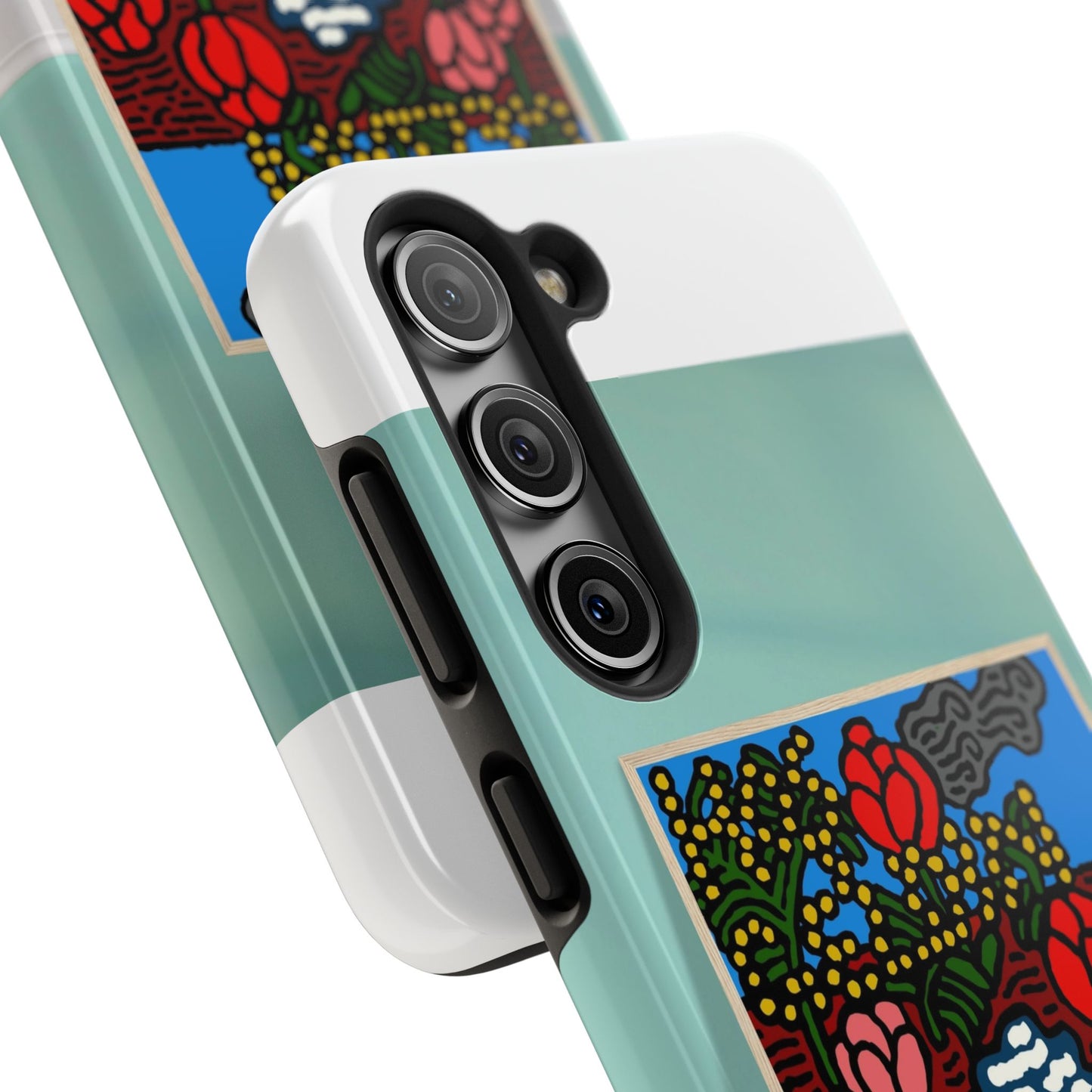 A field of tulips next to a wattle Tough Phone Case