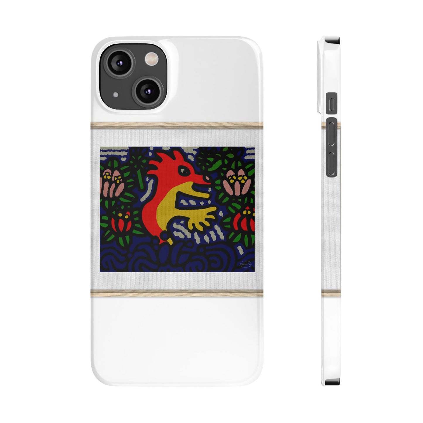Breaking through the surface of a lotus pond Slim Phone Case