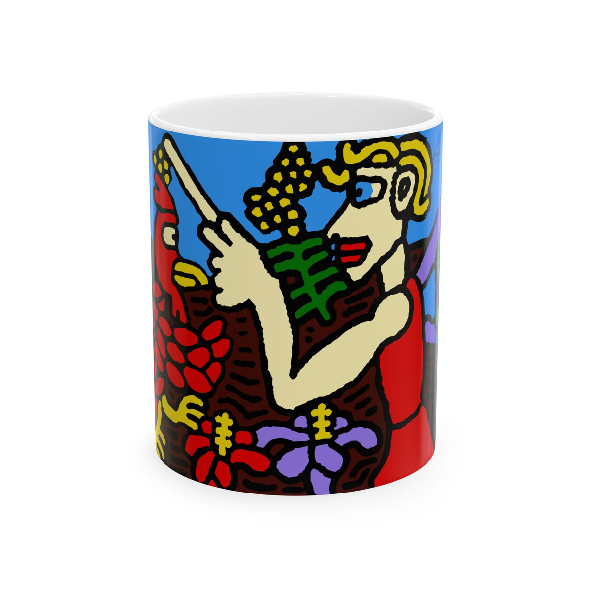 The hen gaining a blessing from a fairy Ceramic Mug