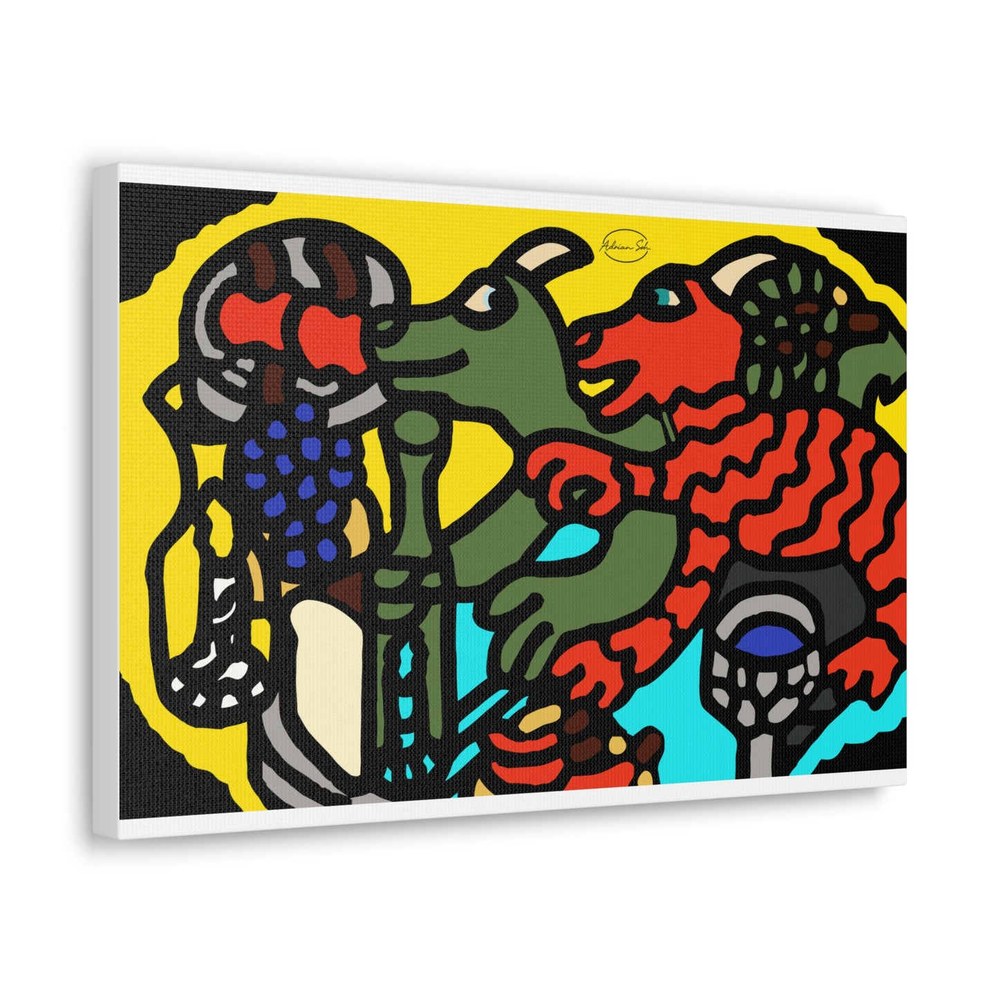 Two dragons enjoying a feast together Canvas (Small)