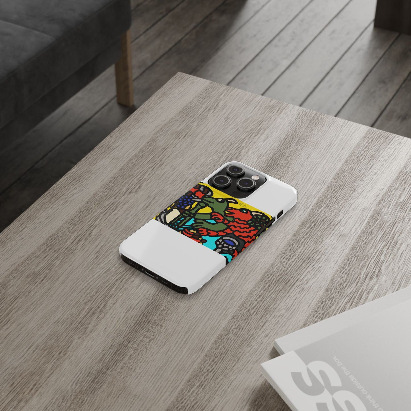 Two dragons enjoying a feast together Slim Phone Case