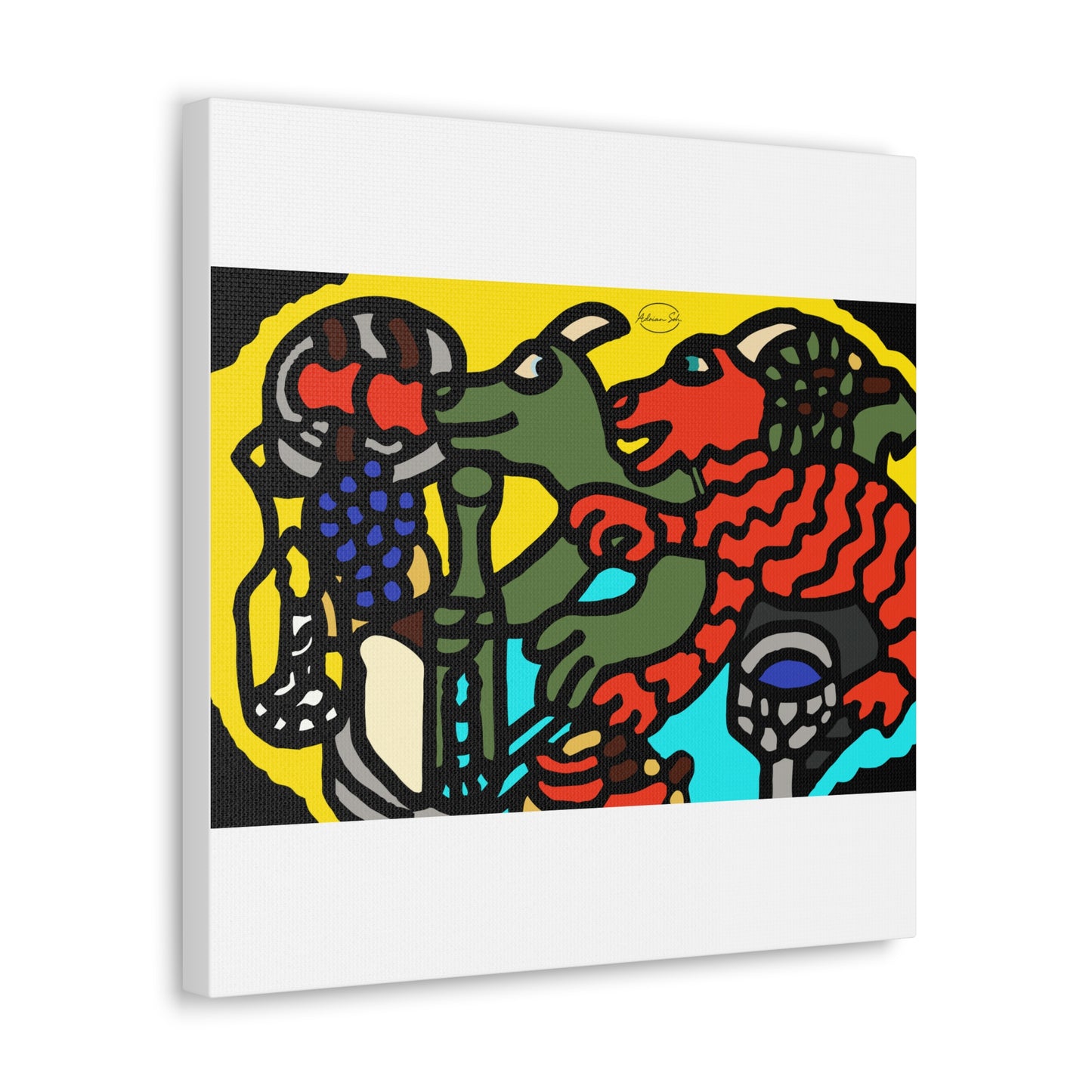 Two dragons enjoying a feast together Canvas (Small)