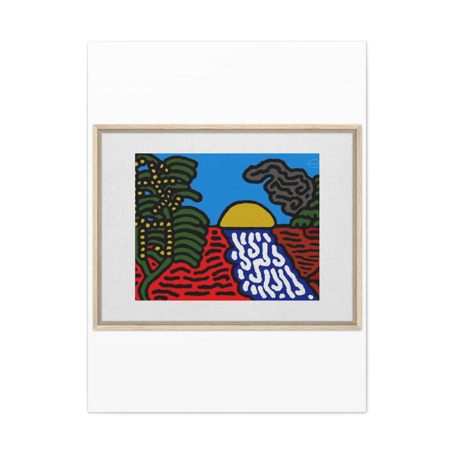 The river that joins the Australian wattle and Lebanese cedar tree in friendship Canvas (Large)