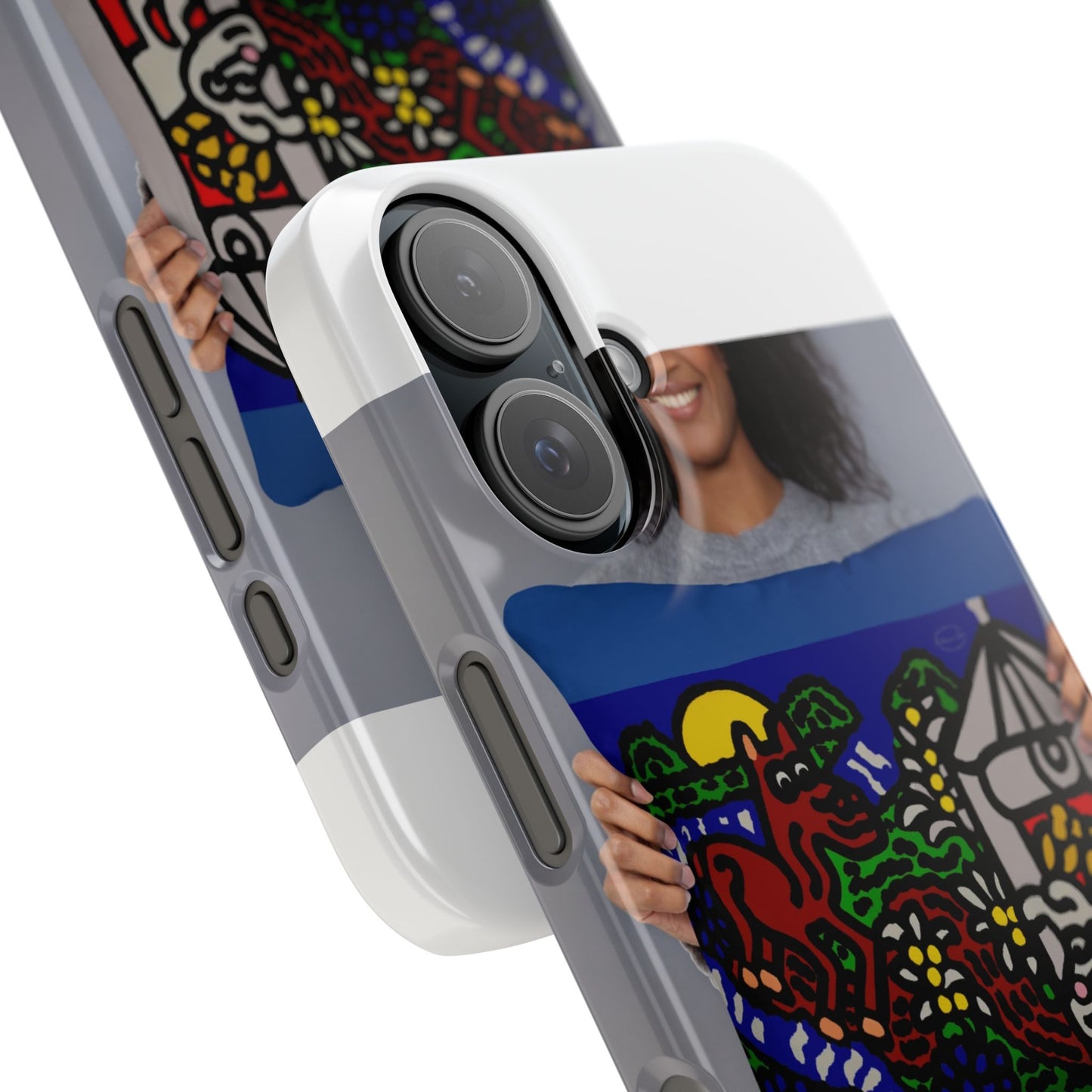 Bunny welcoming a friendly horse on his journey Slim Phone Case