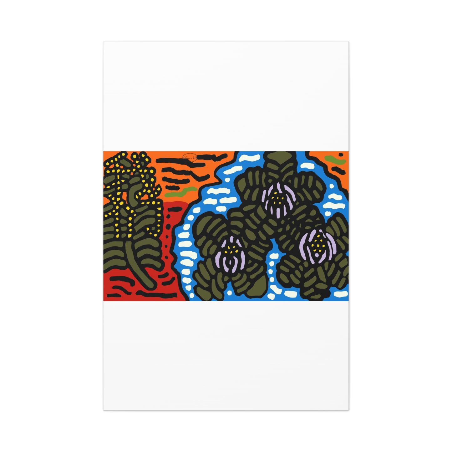 The Sri Lankan water lilies meets the Australian wattle Canvas (Small)