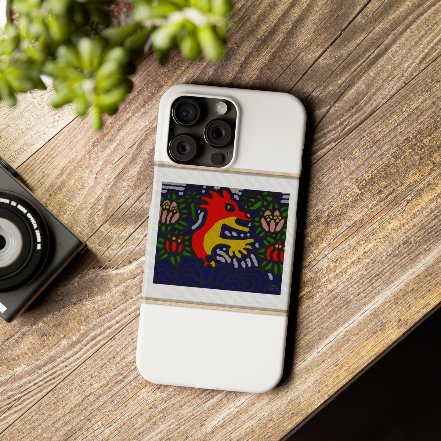 Breaking through the surface of a lotus pond Slim Phone Case
