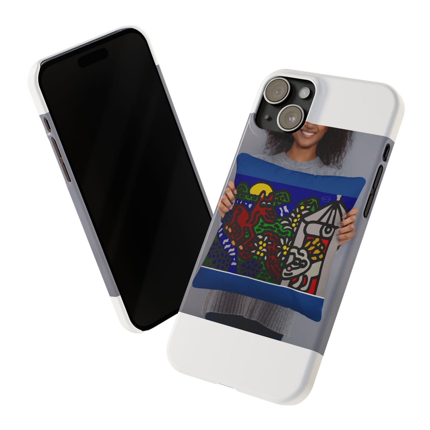 Bunny welcoming a friendly horse on his journey Slim Phone Case