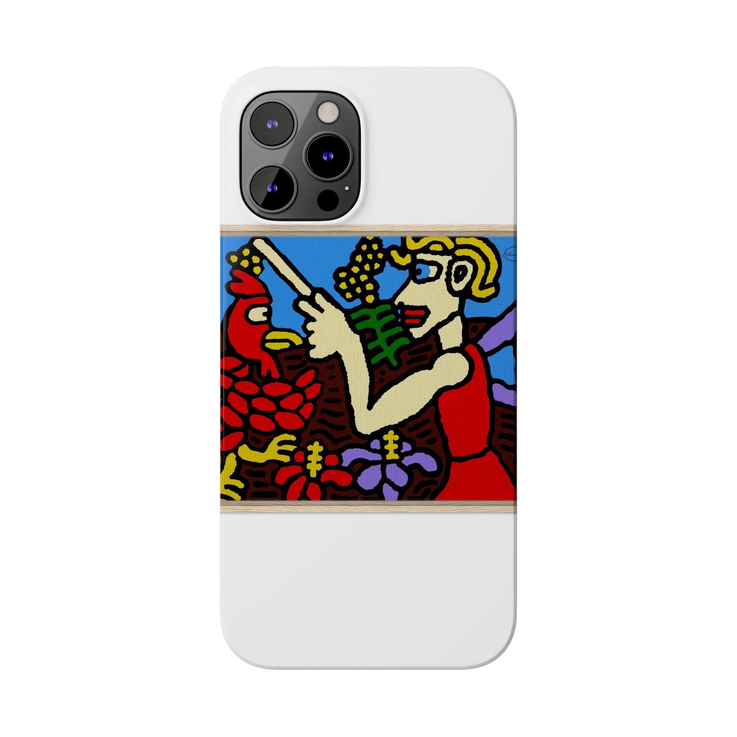The hen gaining a blessing from a fairy Slim Phone Case