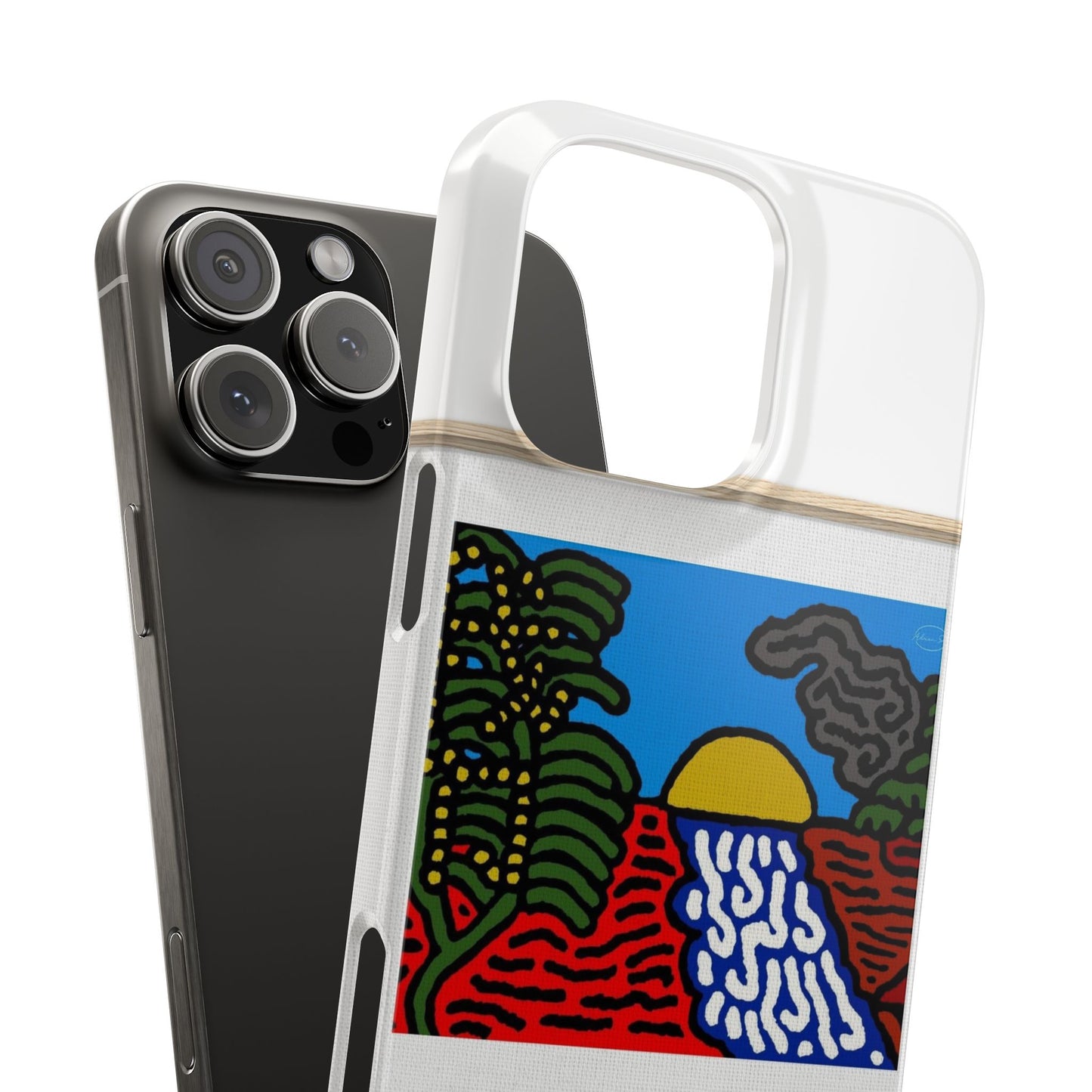 The river that joins the Australian wattle and Lebanese cedar tree in friendship Slim Phone Case