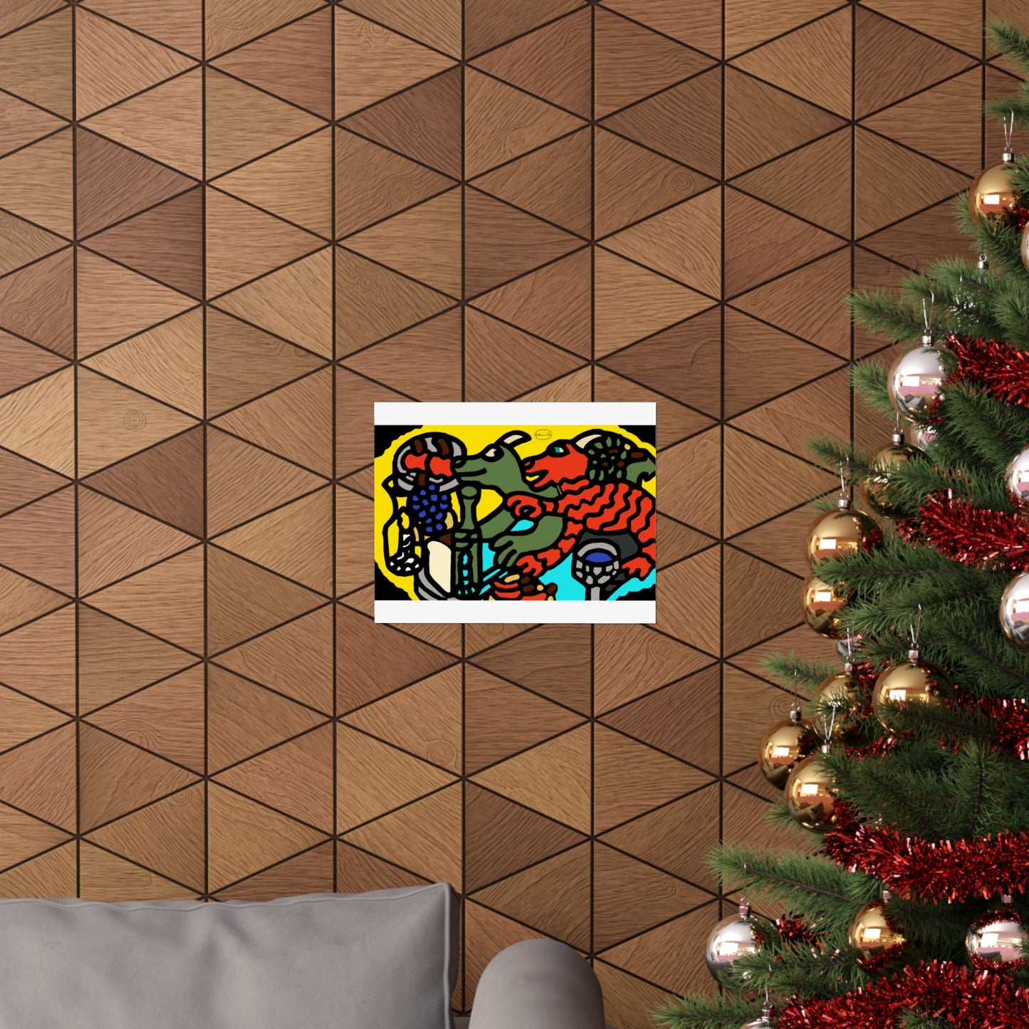 Two dragons enjoying a feast together Matte Poster Horizontal (Small)