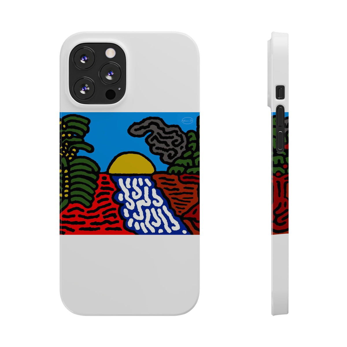 The river that joins the Australian wattle and Lebanese cedar tree in friendship Slim Phone Case