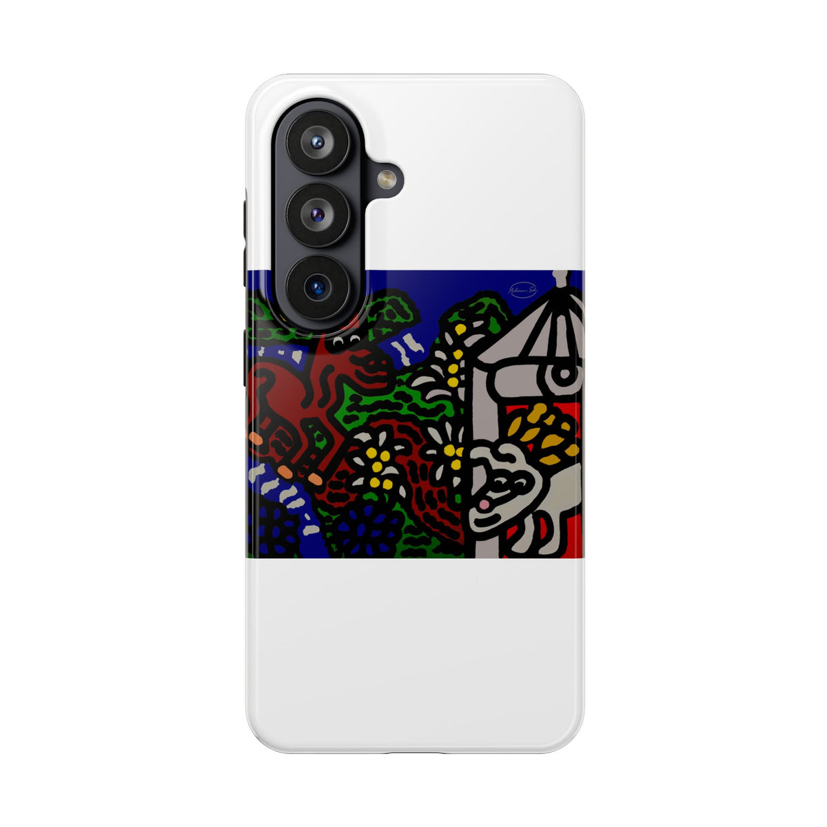 Bunny welcoming a friendly horse on his journey Tough Phone Case