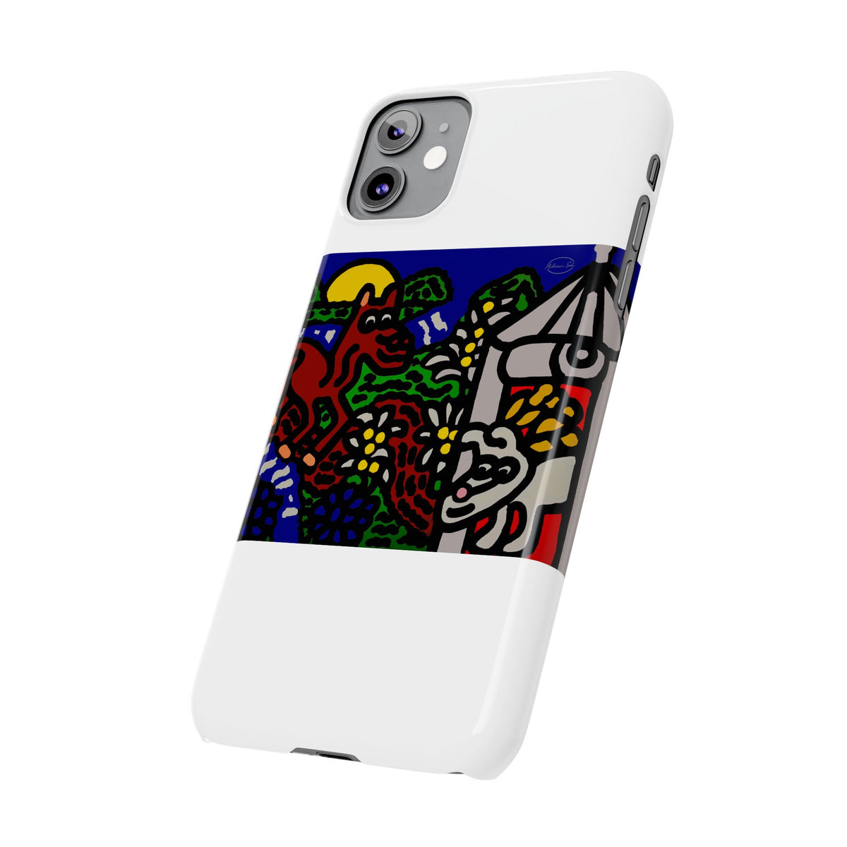 Bunny welcoming a friendly horse on his journey Slim Phone Case