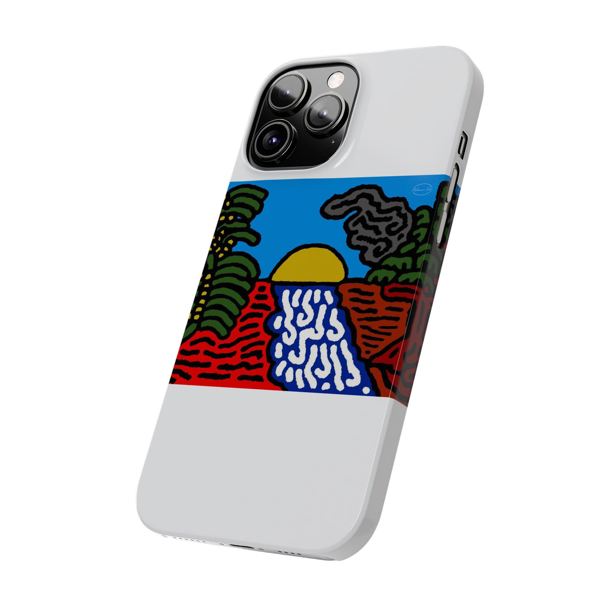 The river that joins the Australian wattle and Lebanese cedar tree in friendship Slim Phone Case