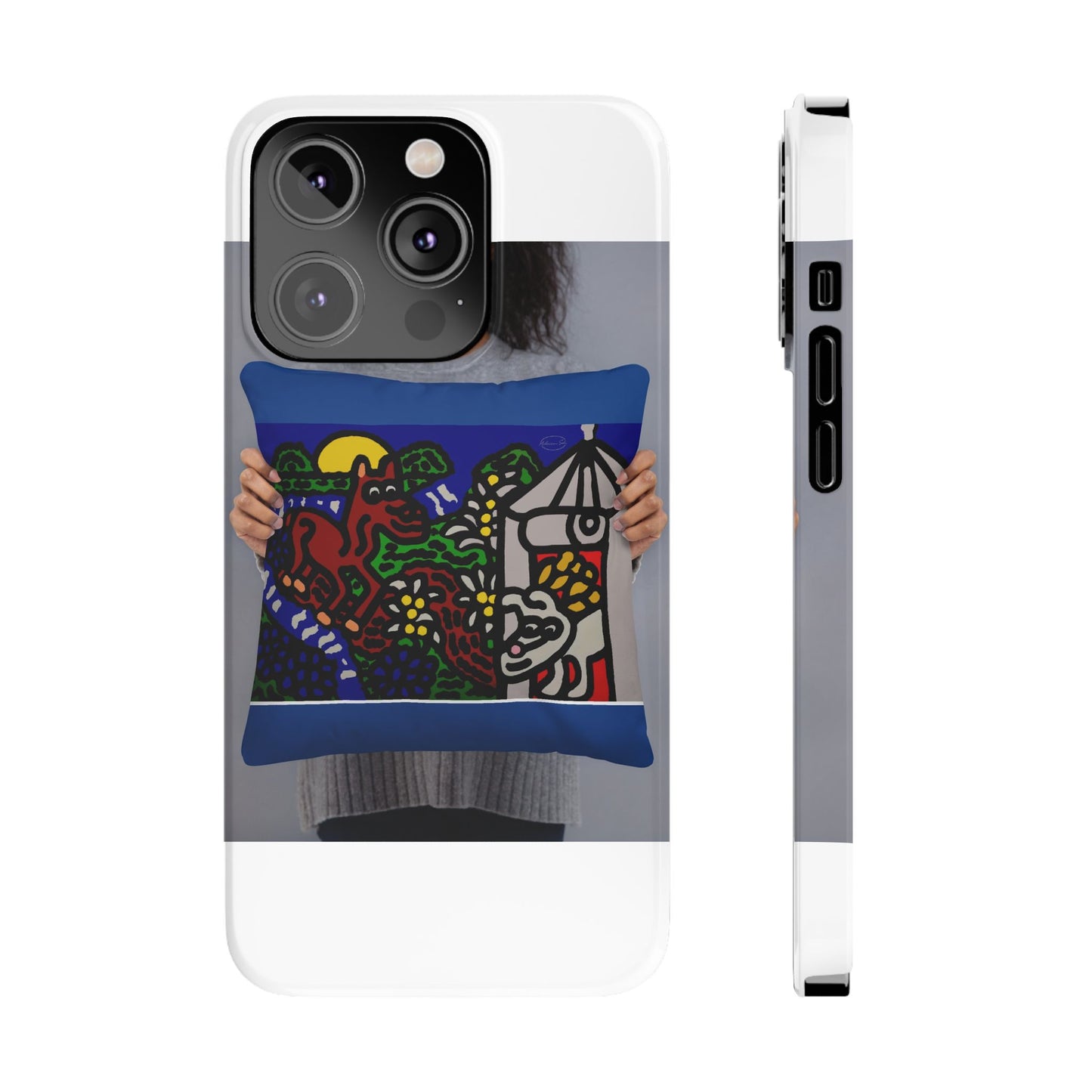 Bunny welcoming a friendly horse on his journey Slim Phone Case