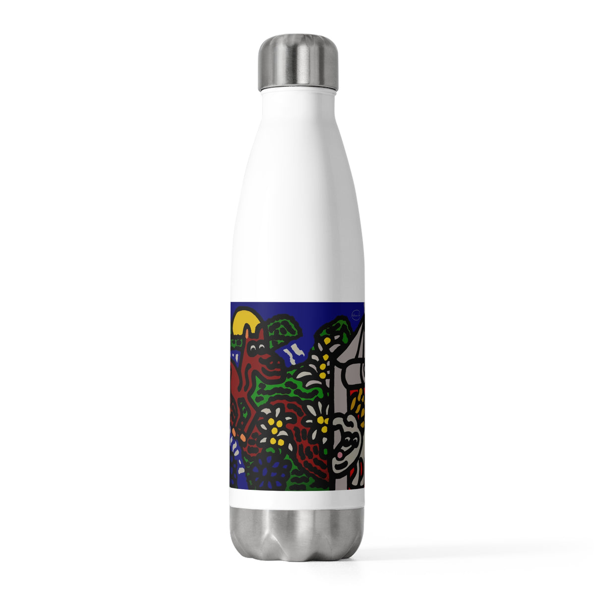 Bunny welcoming a friendly horse on his journey Stainless Steel Water Bottle
