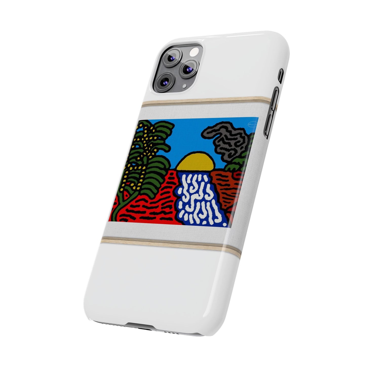 The river that joins the Australian wattle and Lebanese cedar tree in friendship Slim Phone Case
