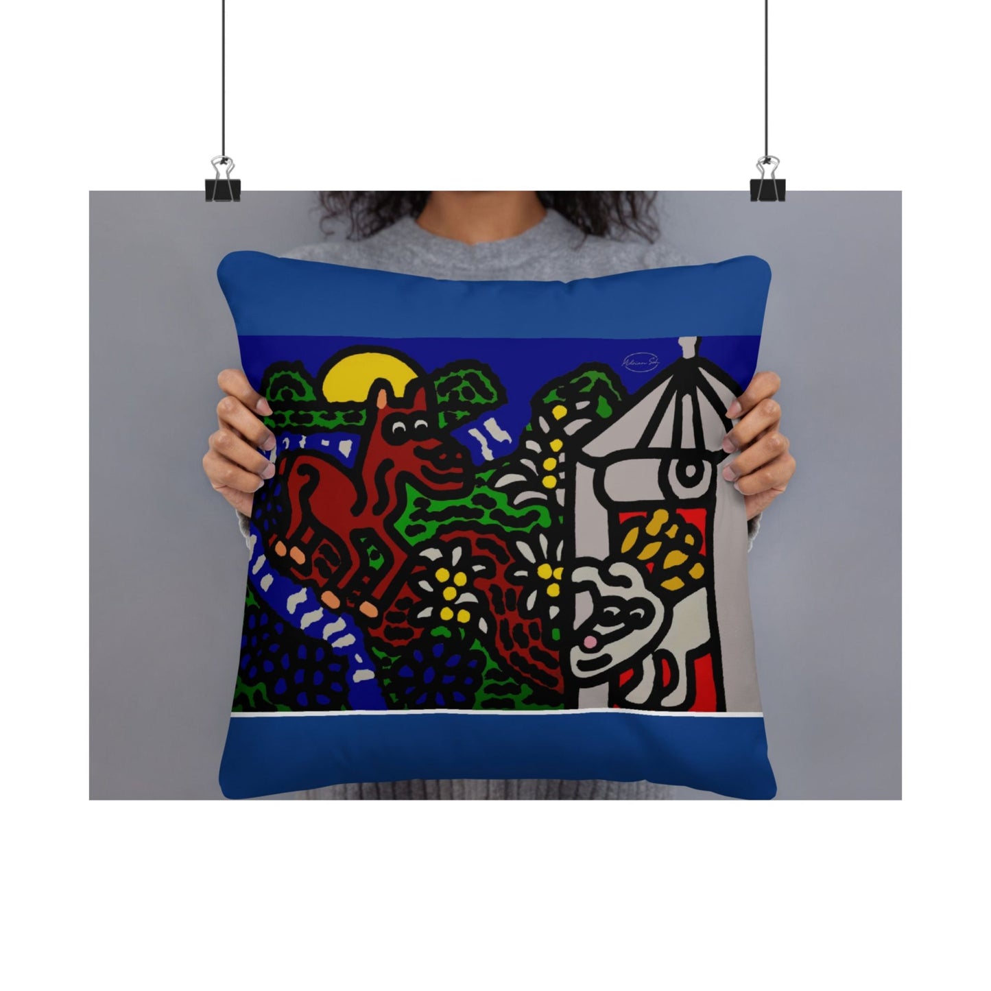 Bunny welcoming a friendly horse on his journey Matte Poster Horizontal (Small)