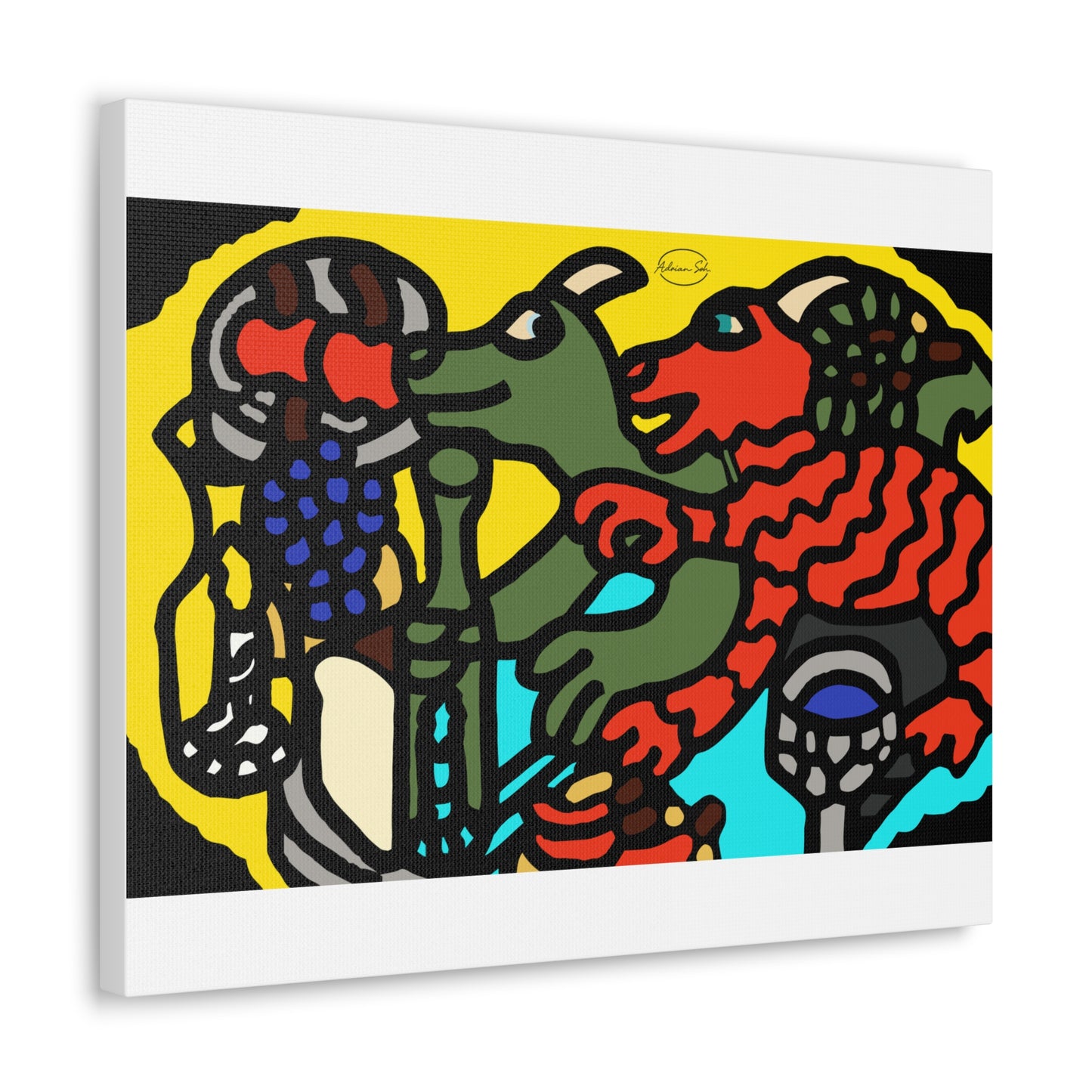 Two dragons enjoying a feast together Canvas (Large)