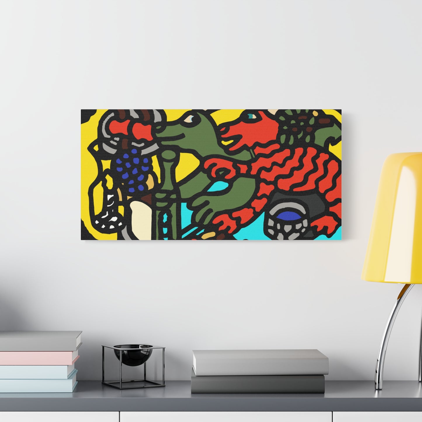Two dragons enjoying a feast together Canvas (Large)