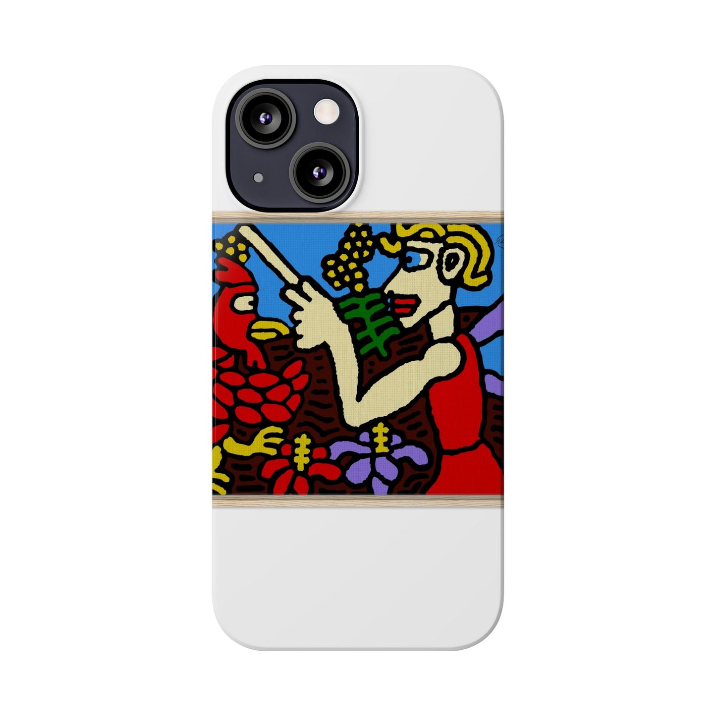 The hen gaining a blessing from a fairy Slim Phone Case