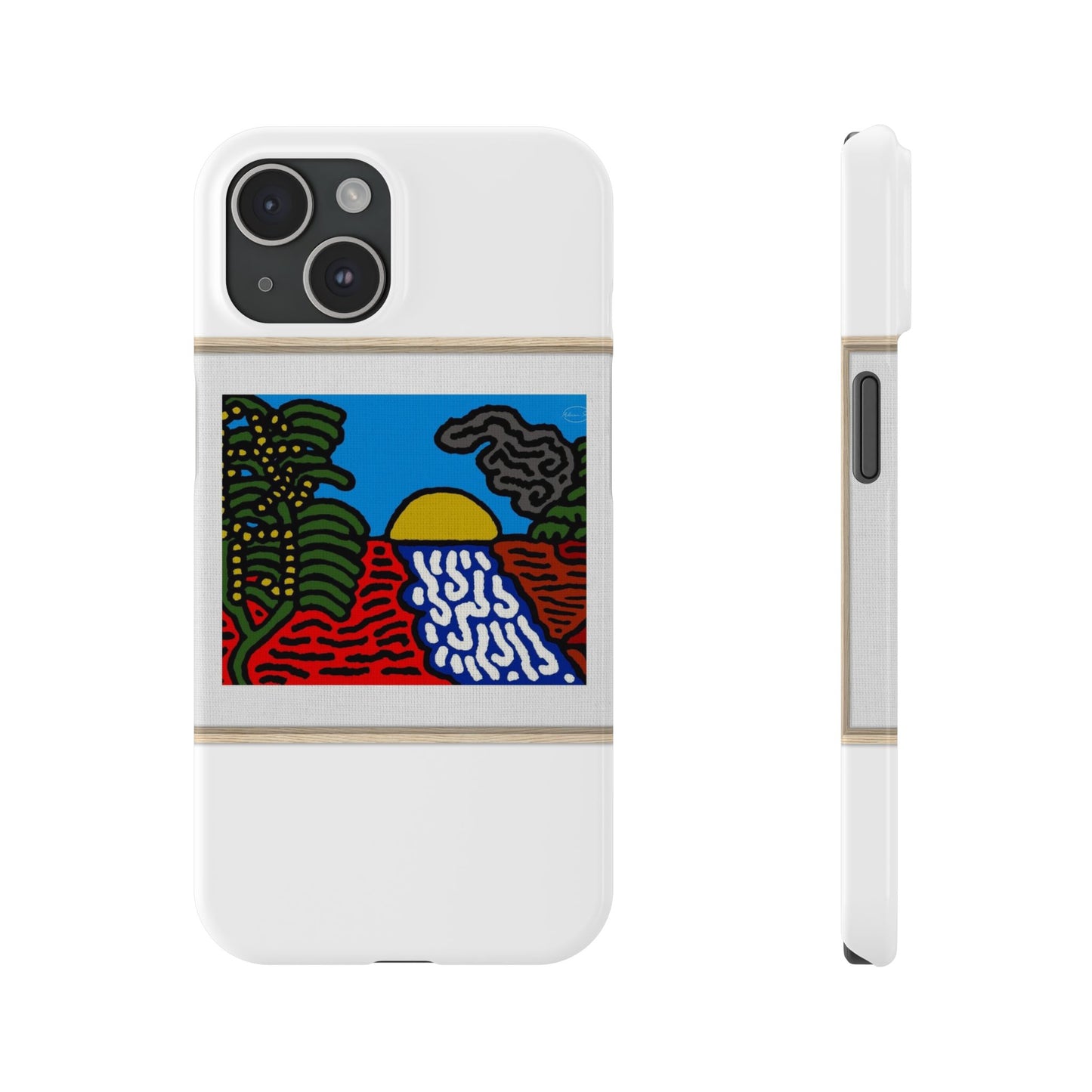 The river that joins the Australian wattle and Lebanese cedar tree in friendship Slim Phone Case